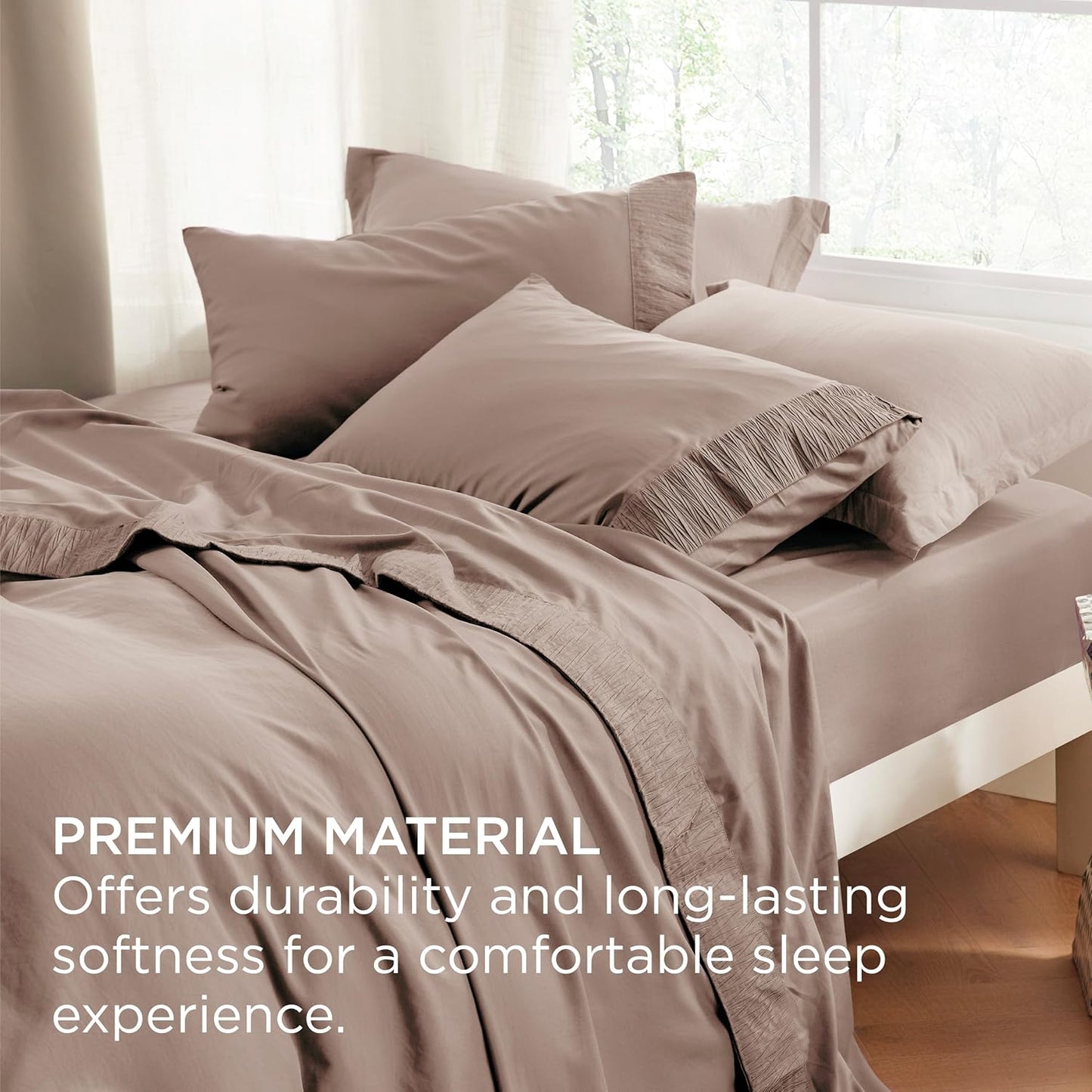 Bedsure Full Size Bed Sheets - 4 Pieces Soft Full Sheet Set - Breathable & Cooling - Hotel Luxury - Easy Care Polyester Microfiber Bedding for Women, Men, Khaki