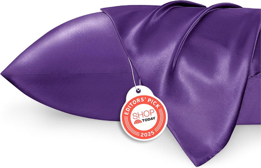 Bedsure King Size Satin Pillowcase Set of 2 - Purple Silky Pillow Cases for Hair and Skin with Envelope Closure, Similar to Silk Pillow Cases, Gifts for Women Men, 20x36 Inches, 2pcs