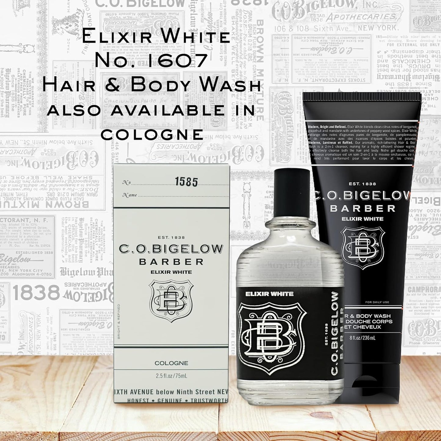 C.O. Bigelow Elixir White Hair & Body Wash for Men, Spice & Citrus Scented Men's 2 in 1 Shampoo & Body Wash, 8 Fl Oz