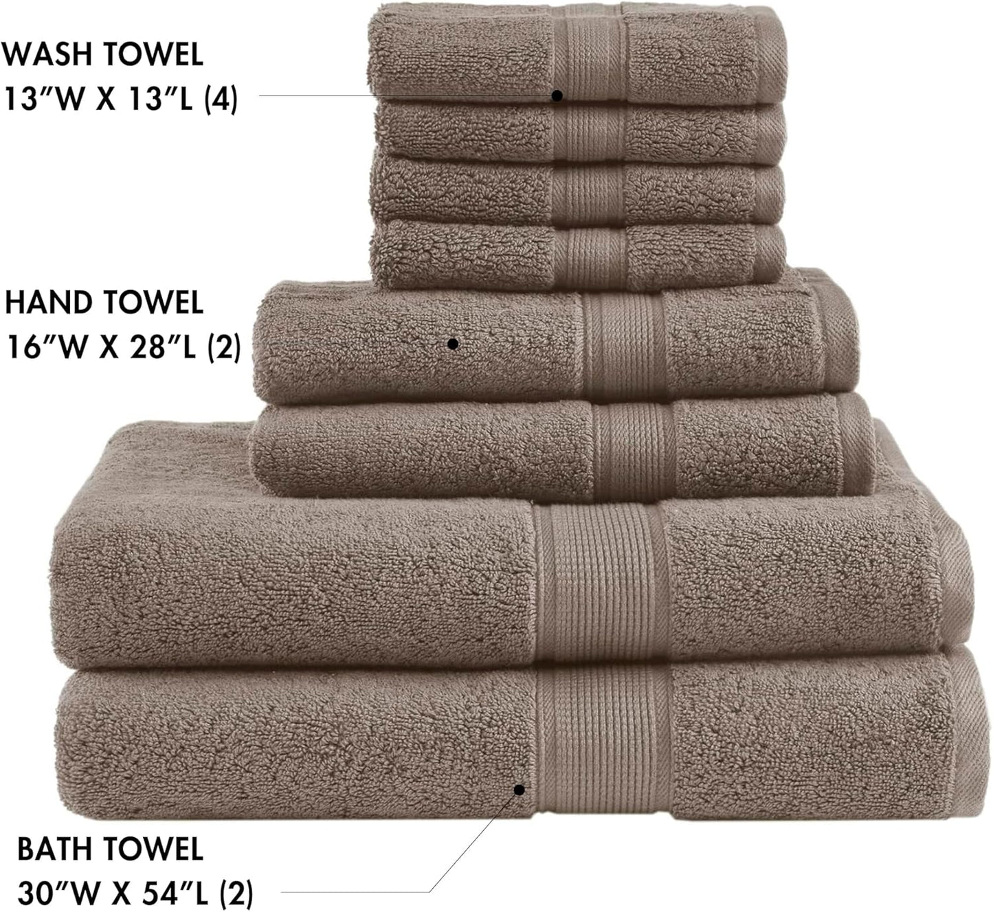 Madison Park 800GSM Bathroom Towel Set of 8 100% Cotton Bath Towel Set for Bathroom Luxurious Highly Absorbent 2 Bath Towels 2 Hand Towels 4 Washcloths Quick Dry Spa Quality Mocha