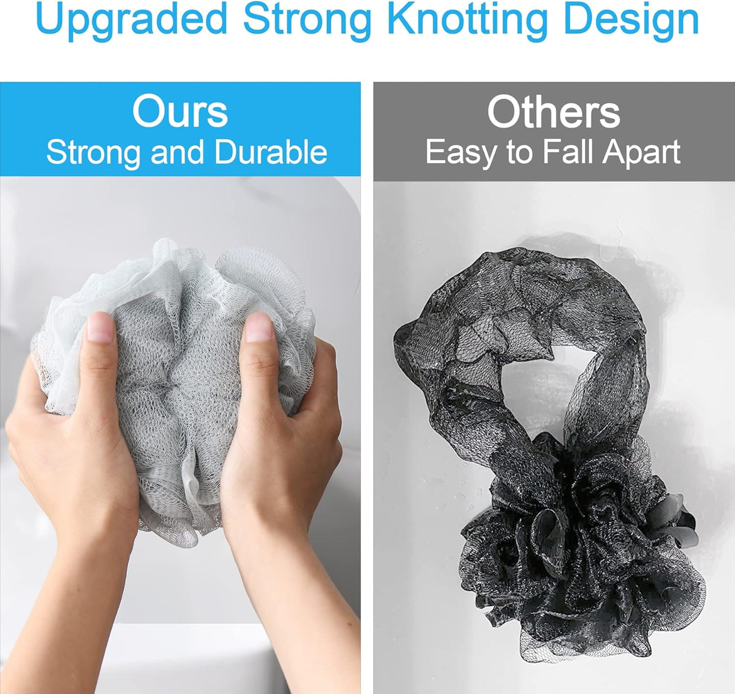 AmazerBath Loofah Sponge 60g/Piece, Exfoliating Bath Sponge Body Scrubber - Loofa Set of 4 Neutral Colors