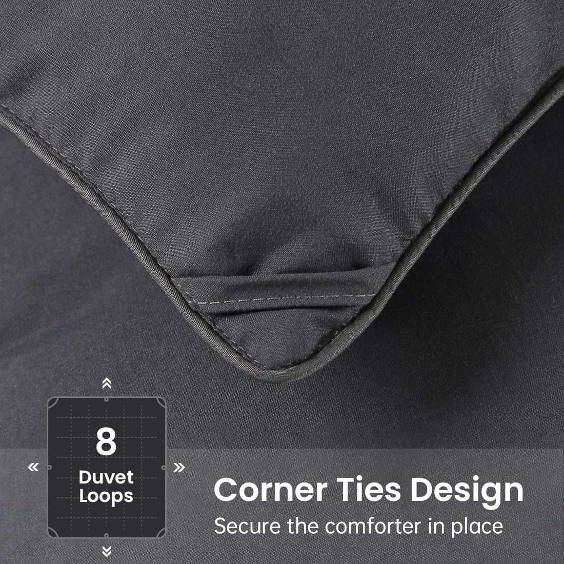 EASELAND Twin Size Down Alternative Comforter - Quilted Duvet Insert for All Seasons, Soft Lightweight with Corner Tabs, Summer Winter Warm Bedding, Dark Grey 64×88 Inches