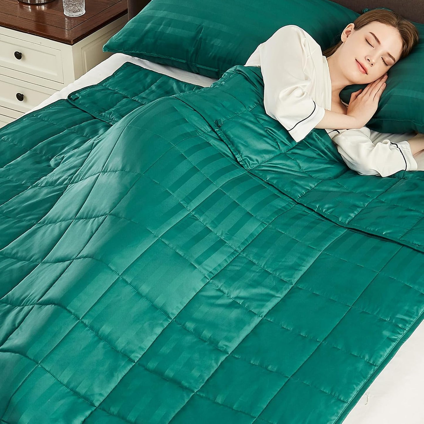 Weighted Blanket Twin Size (48"x72" 10lbs),Ultra Soft and Cozy Cooling Weighted Blanket for Adult,Heavy Blanket with Machine Washable Soft Blanket, Green