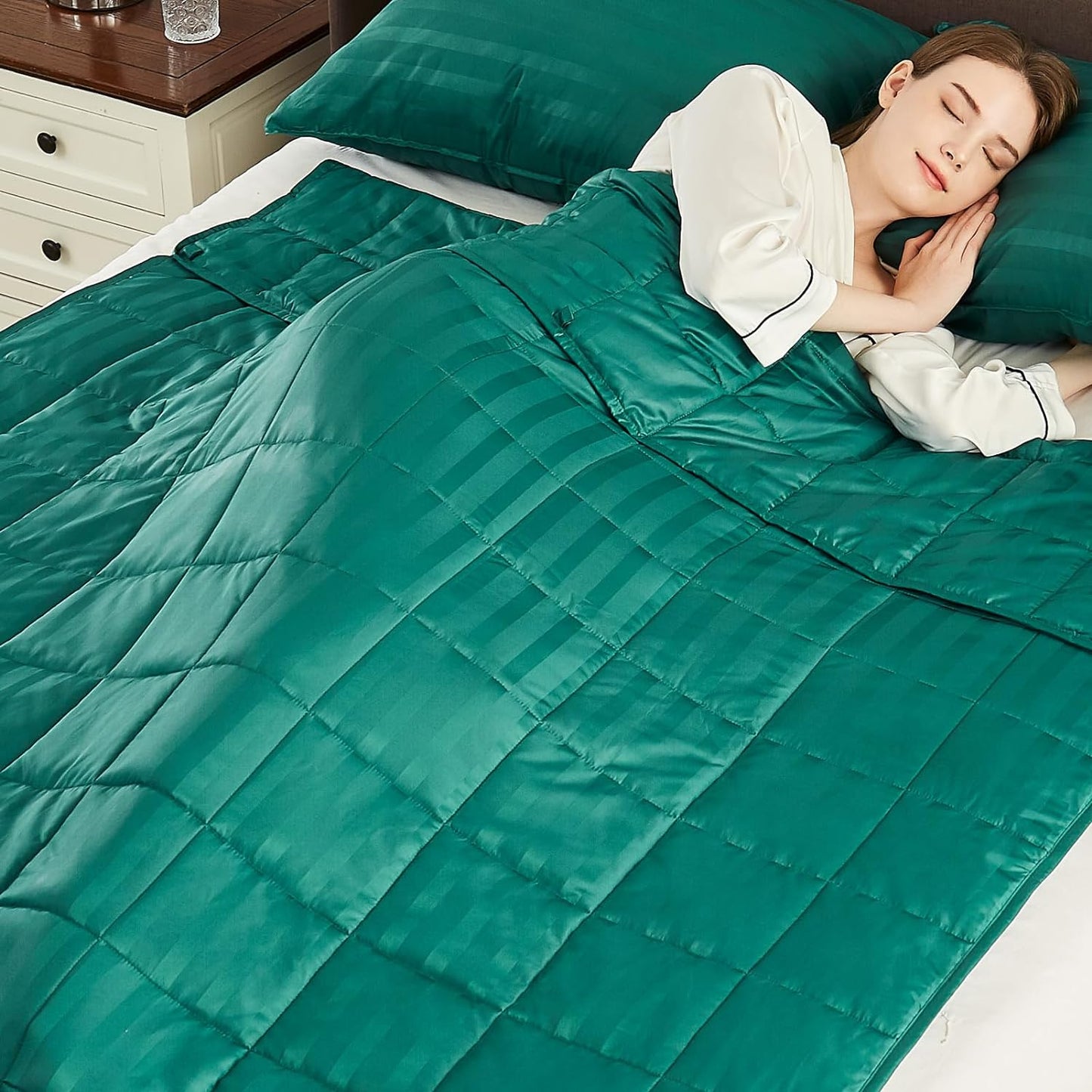 Weighted Blanket Queen Size (60"x80" 25lbs),Ultra Soft and Cozy Cooling Weighted Blanket Queen Size for Adult,Heavy Blanket with Machine Washable Soft Blanket, Green