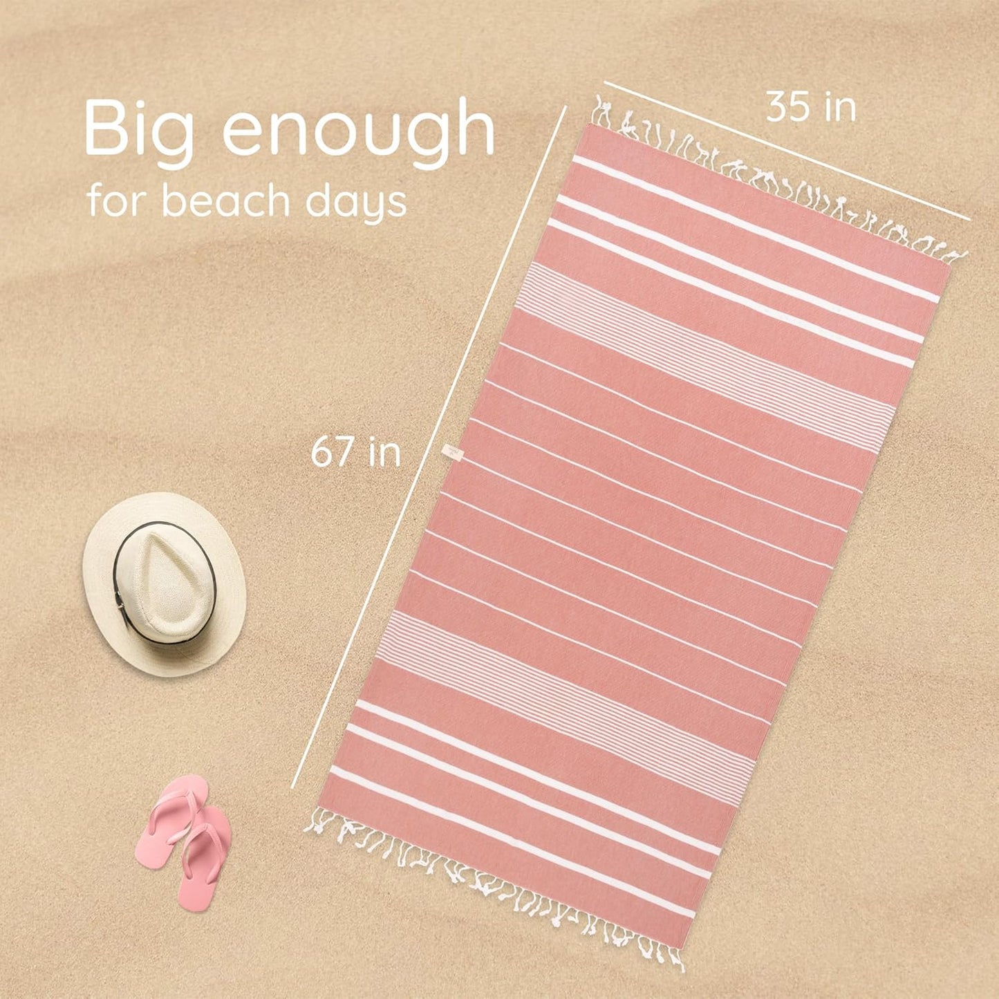 Premium Turkish Beach Towel – 100% Cotton, Quick Dry, Sand Free, Oversized Beach Towel 35”x 67” – Ideal for Travel, Pool, and Beach Towels – Burgundy