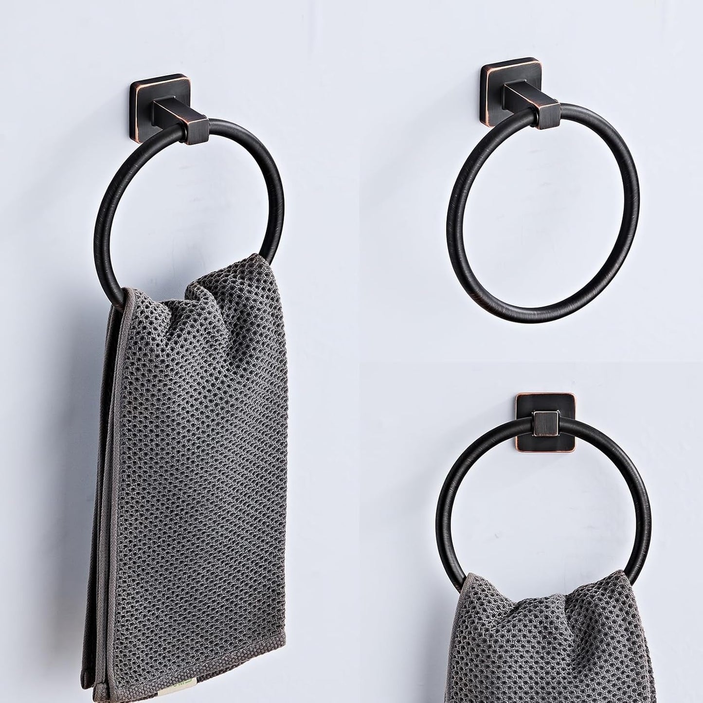 Bathroom Hardware Set 4 Pieces,Oil Rubbed Bronze Towel Bar Set Stainless Steel Wall Mounted, Includes 16In Hand Towel Bar, Towel Ring, Robe Towel Hooks,Toilet Paper Holder, Bathroom Towel Rack Set