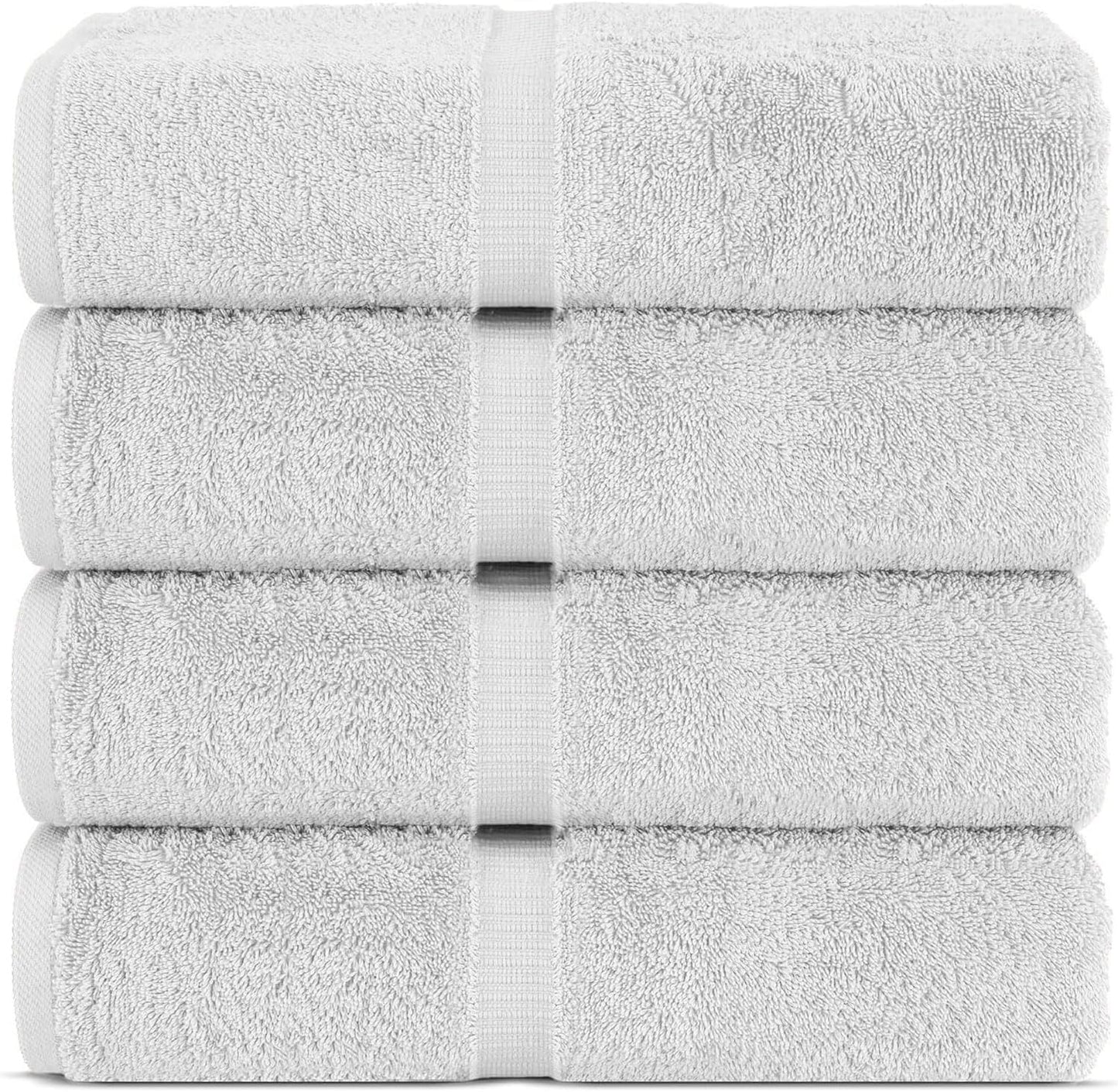 Chakir Turkish Linens 100% Cotton Premium Turkish Towels for Bathroom | 30'' x 60'' Large Bath Towels (4 Piece, Silver)