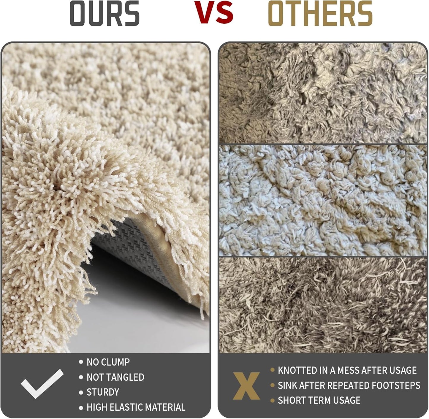 Yimobra Toilet Rugs U Shaped 24x20, Ultra Soft and Water Absorbent Bath Mats, Non Slip Fluffy Luxury Microfiber Contour Bath Rugs for Toilet, Dry Quick, Machine Washable, Light Beige and White