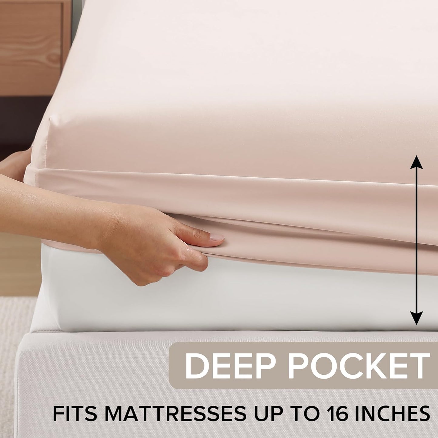 UGG Cali King Sheet Set 4-Piece Luxury Cooling Sheets Deep Pockets Premium Bedding with 2 Shams Hypoallergenic Machine Washable Soft Lightweight Bed Set for Room, California King, Shell Pink (Hedi)