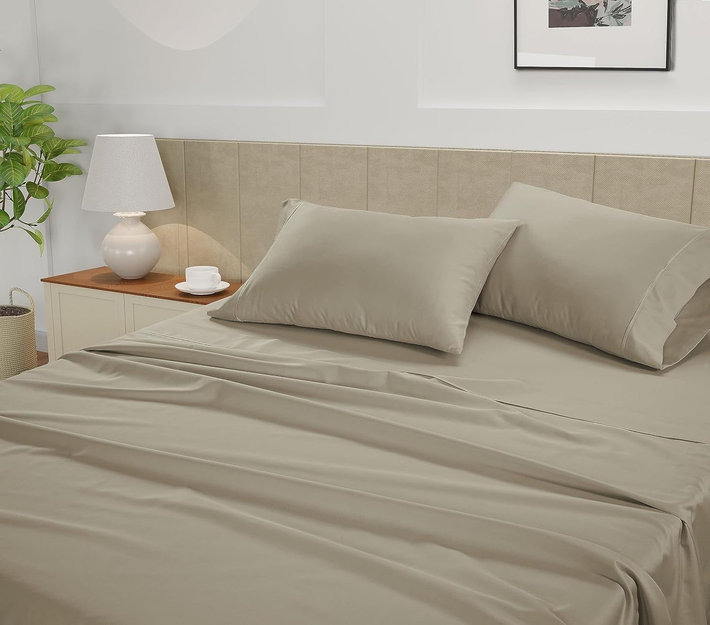 LANE LINEN California King Sheets Deep Pockets – 450 Thread Count Cotton Sheets, Soft & Breathable Sateen Weave, 15” Fully Elasticized Fitted Sheet, Luxury Hotel Bedding, Linen