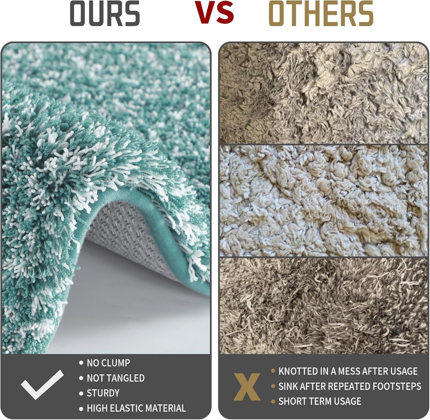 Yimobra Toilet Rugs U Shaped 24x20, Ultra Soft and Water Absorbent Bath Mats, Non Slip Fluffy Luxury Microfiber Contour Bath Rugs for Toilet, Dry Quick, Machine Washable, Teal and White