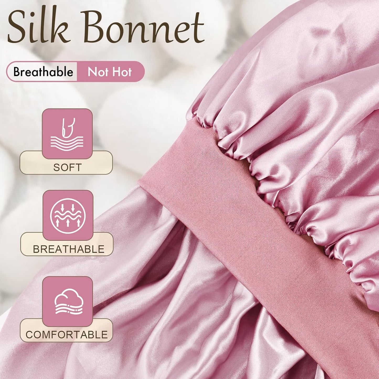 Satin Silk Bonnet for Sleeping, Soft Satin Lined Hair Bonnet for Women, Double Layer Sleep Nightcap