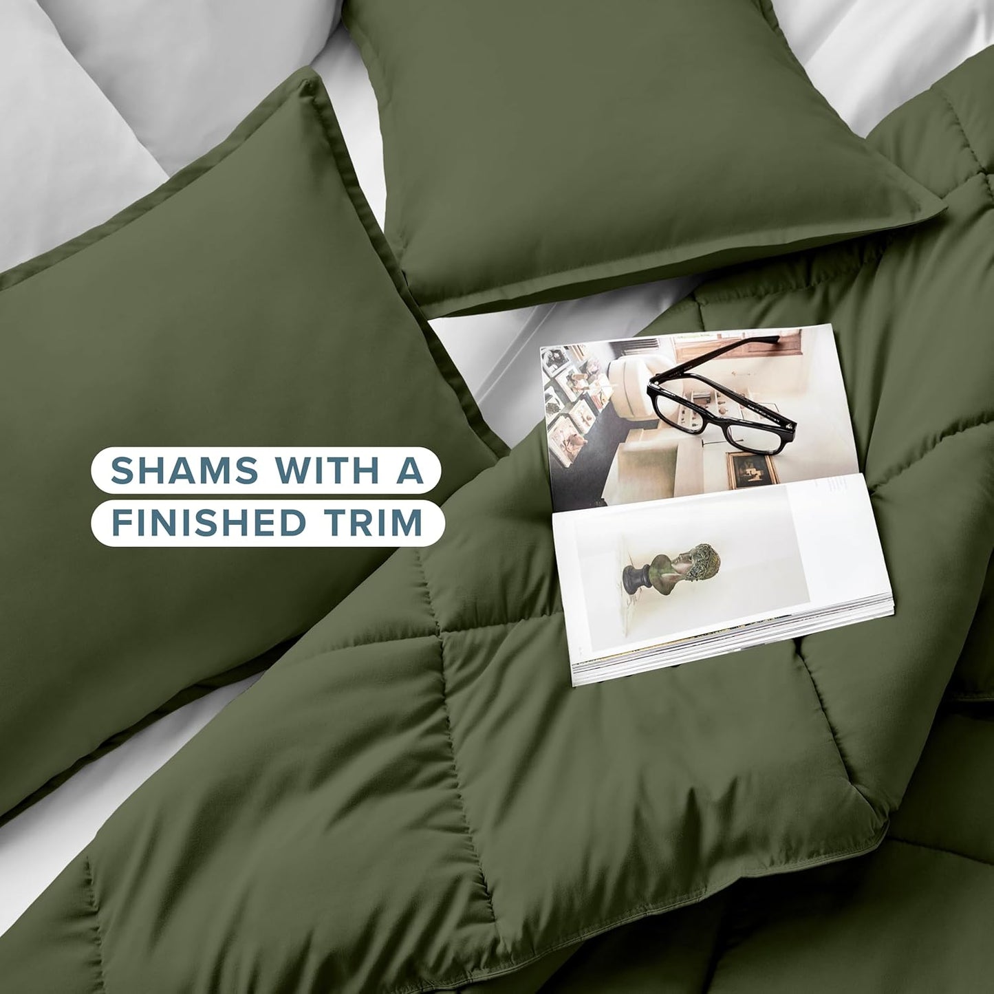 Bare Home Comforter Set - Ultra-Soft - Goose Down Alternative - Premium 1800 Series - All Season Warmth (Twin/Twin XL, Cypress Green)