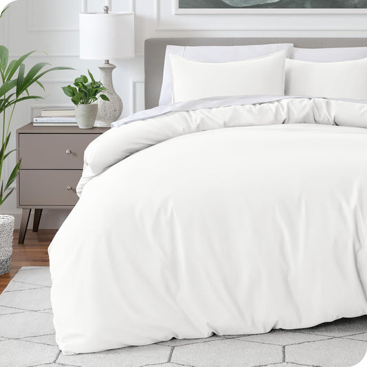 Bare Home Bedding Duvet Cover Oversized Queen - Premium 1800 Super Soft Collection - Lightweight, Cooling - Soft Breathable Bedding Duvet Cover (Oversized Queen, Cream)