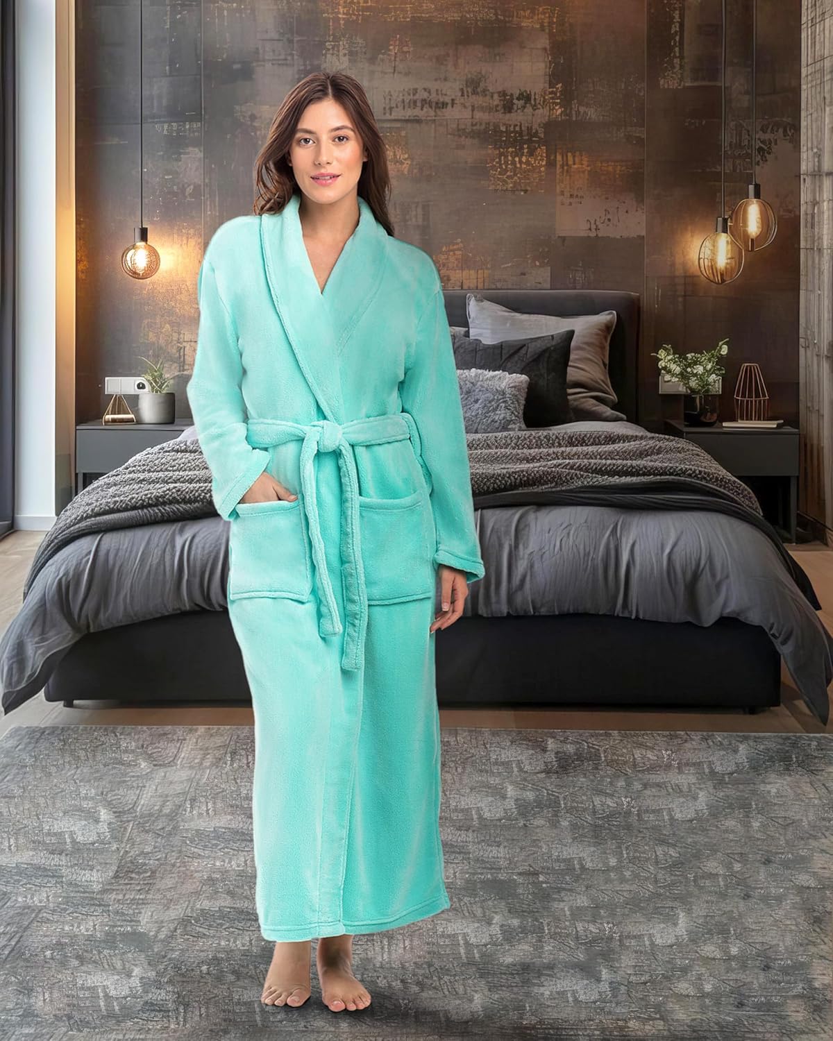 Alexander Del Rossa Plush Robe for Women, Long Fleece Winter Bath Robe, Plus Size