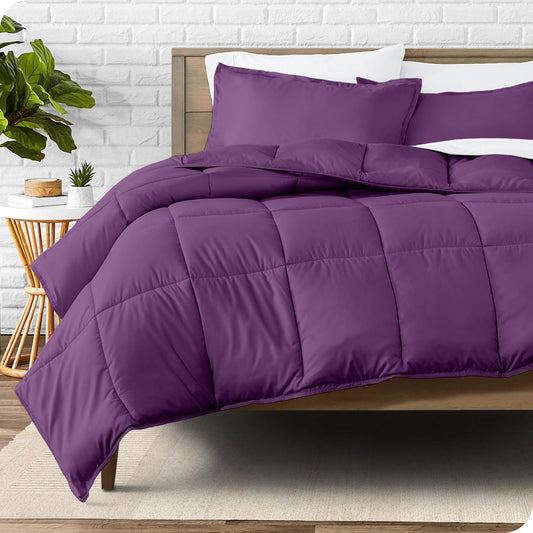 Bare Home Comforter Set - Full Size - Ultra-Soft - Goose Down Alternative - Premium 1800 Series - All Season Warmth (Full, Plum)