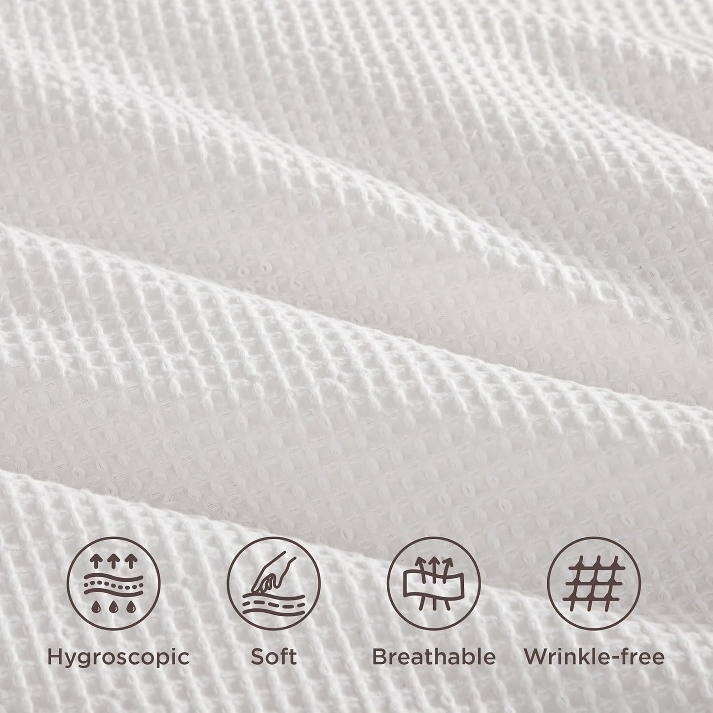 Bedsure 100% Cotton Duvet Cover Queen Size with Fitted Sheet - 4 Pieces Coconut White Waffle Weave Bedding Set, GentleSoft™ and Breathable, Includes 1 Duvet Cover 90x90, 1 Fitted Sheet, 2 Pillow Shams