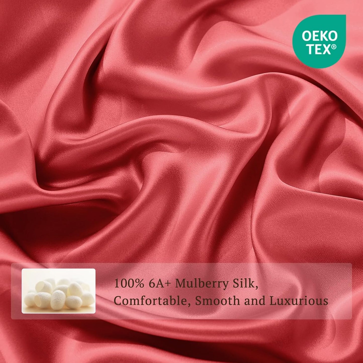 THXSILK 100% Pure Mulberry Silk Duvet Cover Set 3 Piece, 6A+ Grade Luxury Soft Bedding Silk Sheets for Hair and Skin, 1 Pcs Duvet/Quilt/Comforter Cover with 2 Zippered Pillowcases (Red, Full)