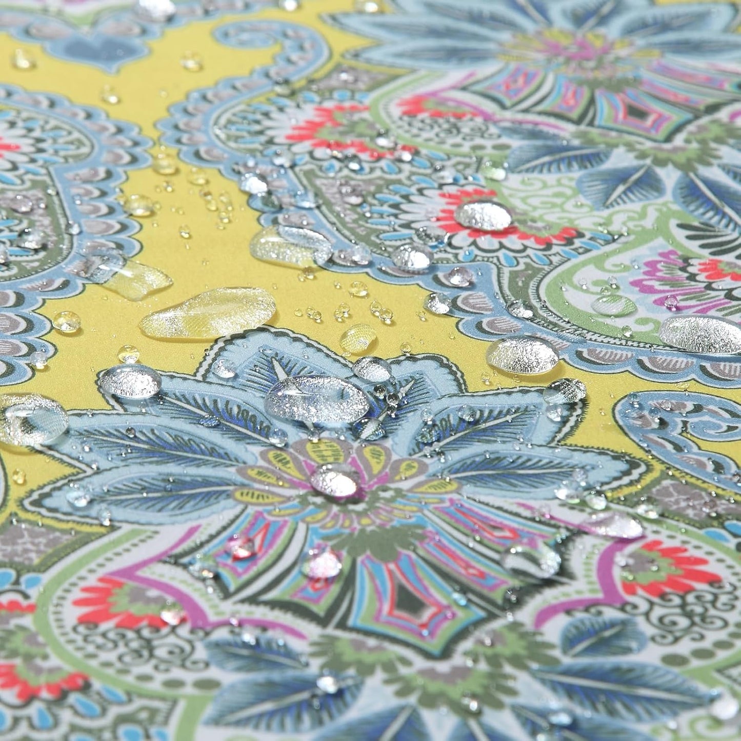 Extra Long Shower Curtain 90 Inches, Water Repellent Fabric with Vibrant Brazilian Medallion Print, 12 Metal Grommets & Weighted Hem, 72x90 Inches