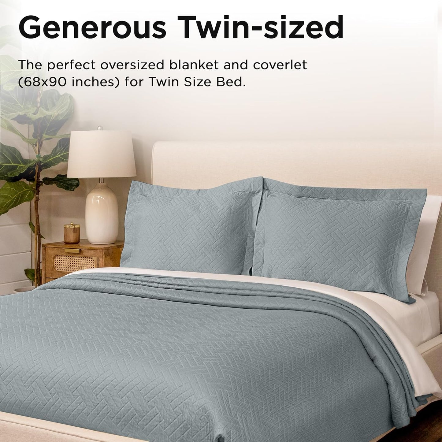 Threadmill Luxury Cotton Blankets for Twin Size Bed | All-Season 100% Cotton Twin Blanket for Bed | Jacquard Lightweight, Soft & Cozy Coverlet, 350GSM, 68 x 90 inches | Scottish Grey