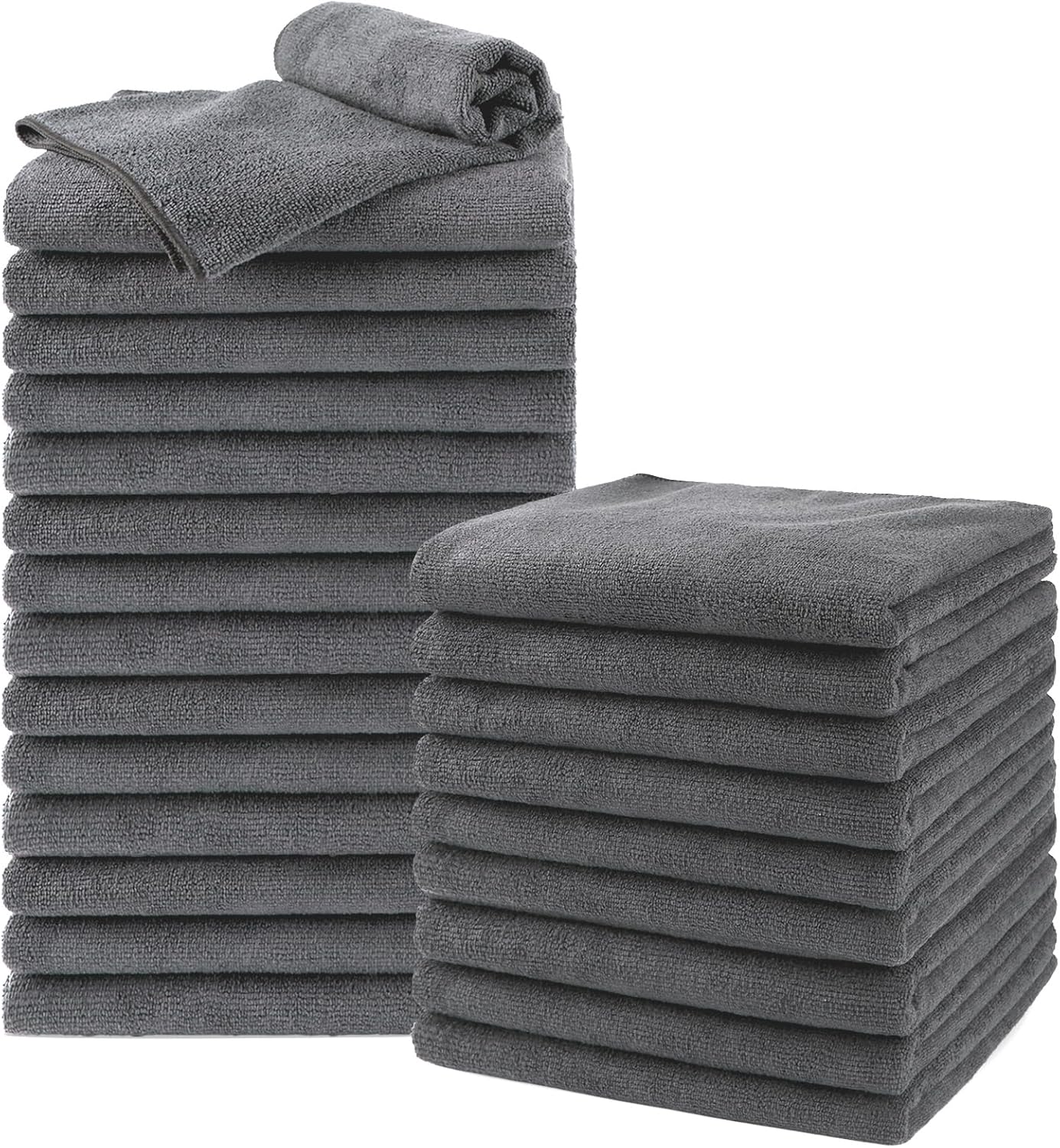 Salon Towels 24 Pack, Super Soft Microfiber Gym Towels, Highly Absorbent Hair-Drying Cloth for Gym, Bath, Spa Use and Home Beauty Care - Grey (16x29 inch)