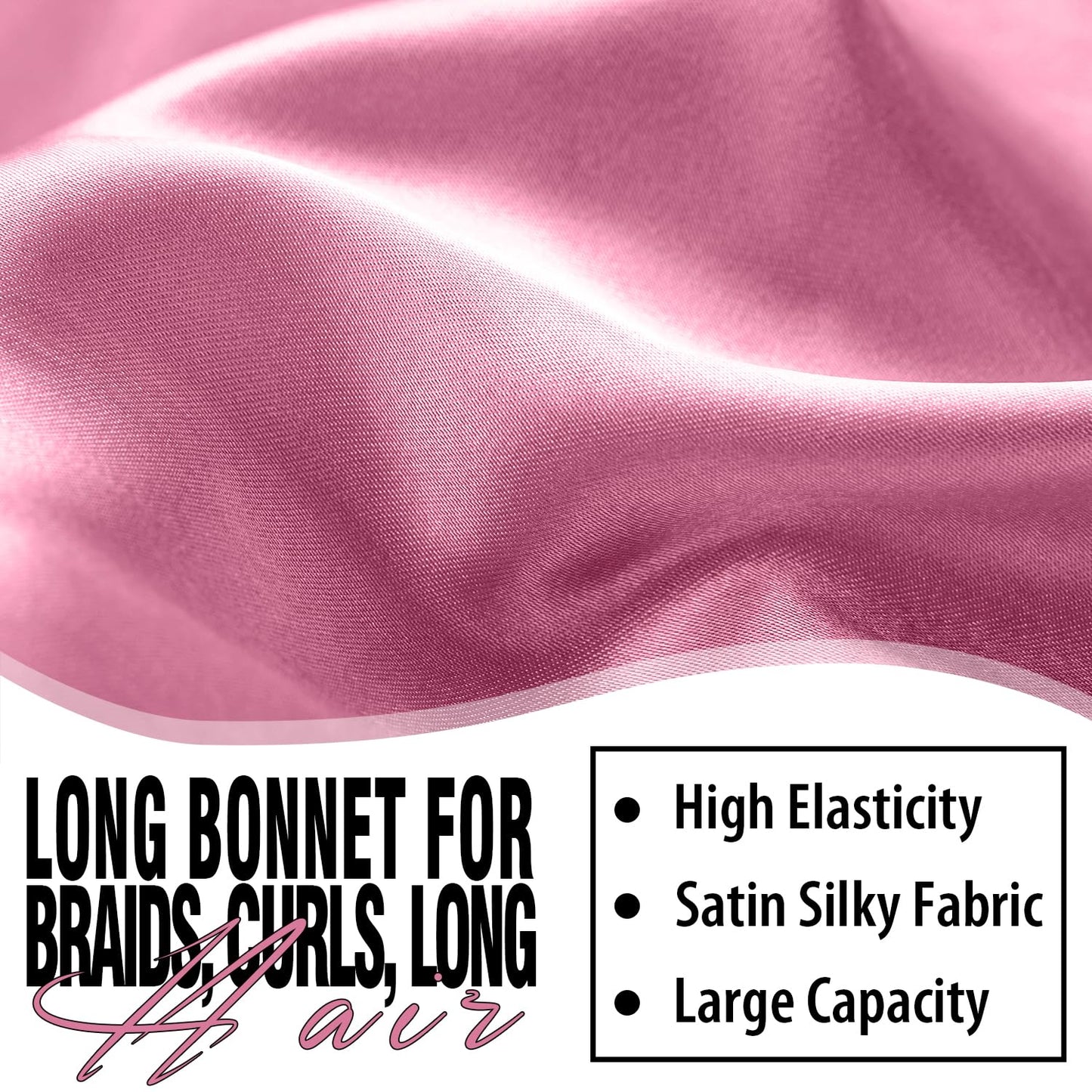 2Pcs Bonnets for Black Women Braid Bonnet, Large Long Satin Silk Bonnet for Braids,Black Women Braid Bonnet with Stretchy Tie Band for Sleeping Extra Long (Purple & Pink Pattern)