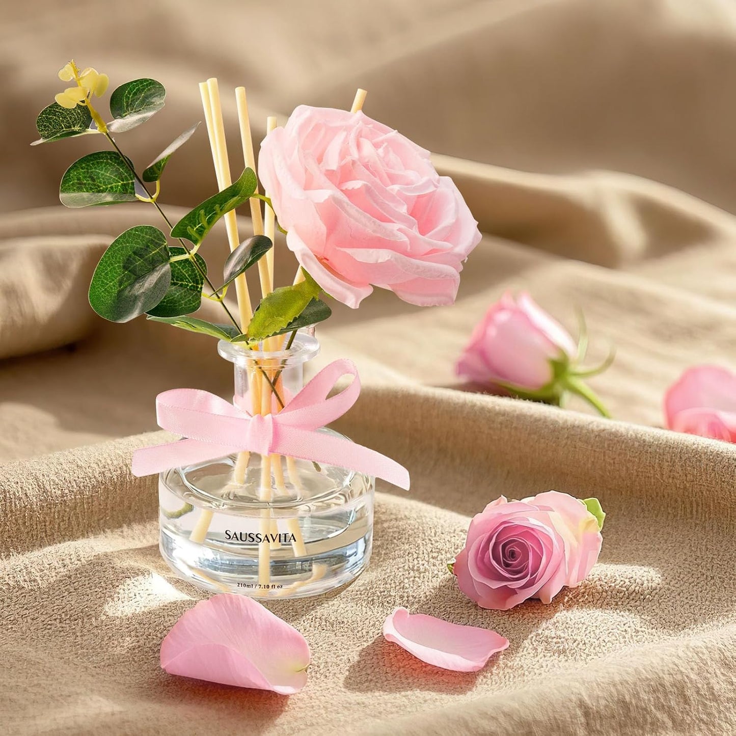 Reed Diffusers Set, 7.10 oz Rose Water Scented Diffuser with 7 Sticks, Long Lasting Home Fragrance for 120 Days, Perfect for Bathroom, Shelf Decor, Air Fresheners