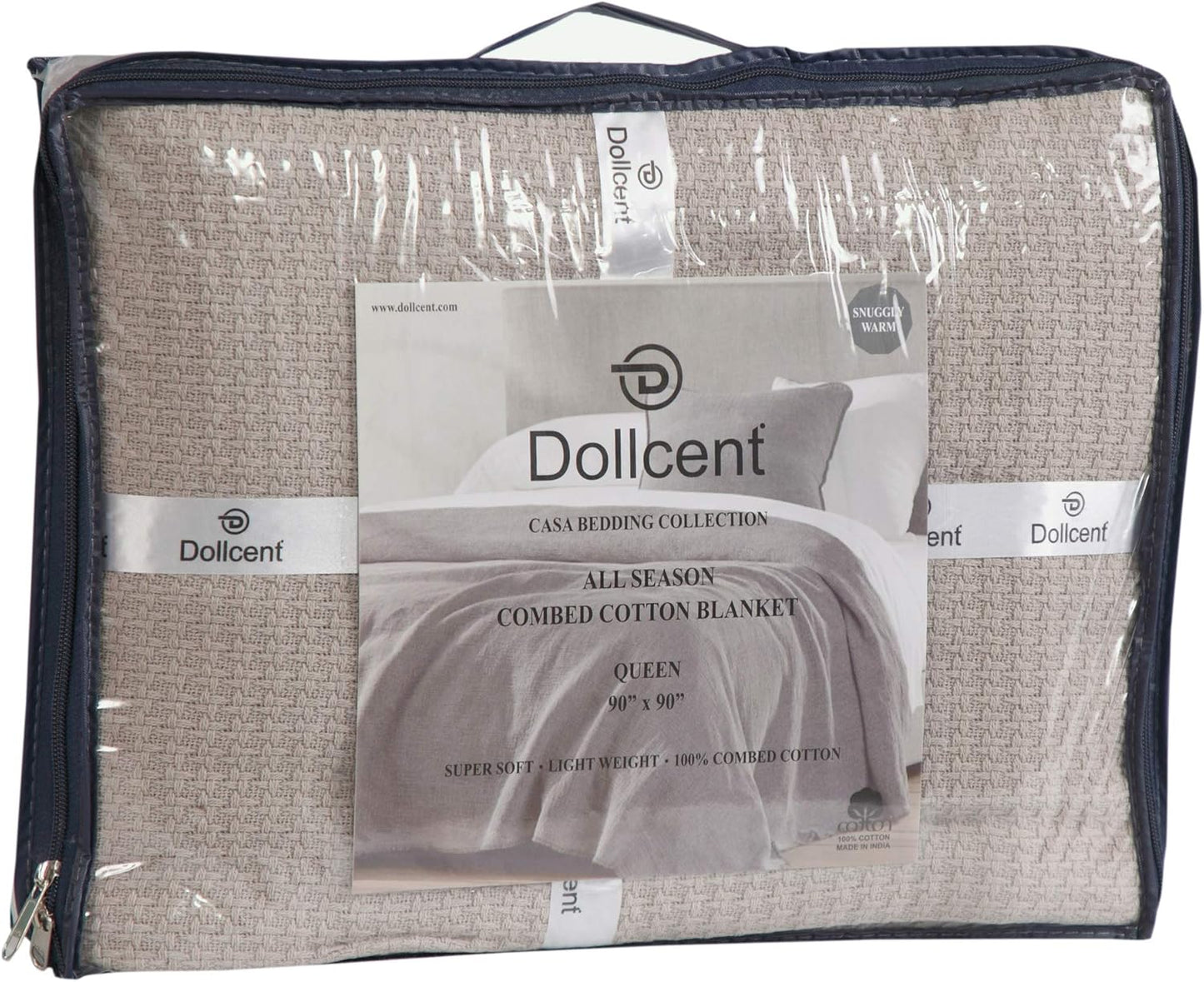 DOLLCENT 100% Soft Premium Combed Cotton Thermal Blanket– Queen Blanket– Soft Cozy Warm Cotton Blanket– Bed Throw Blanket– Queen Bed Blankets– All Season Cotton Blankets– Sand Queen Cotton Blankets