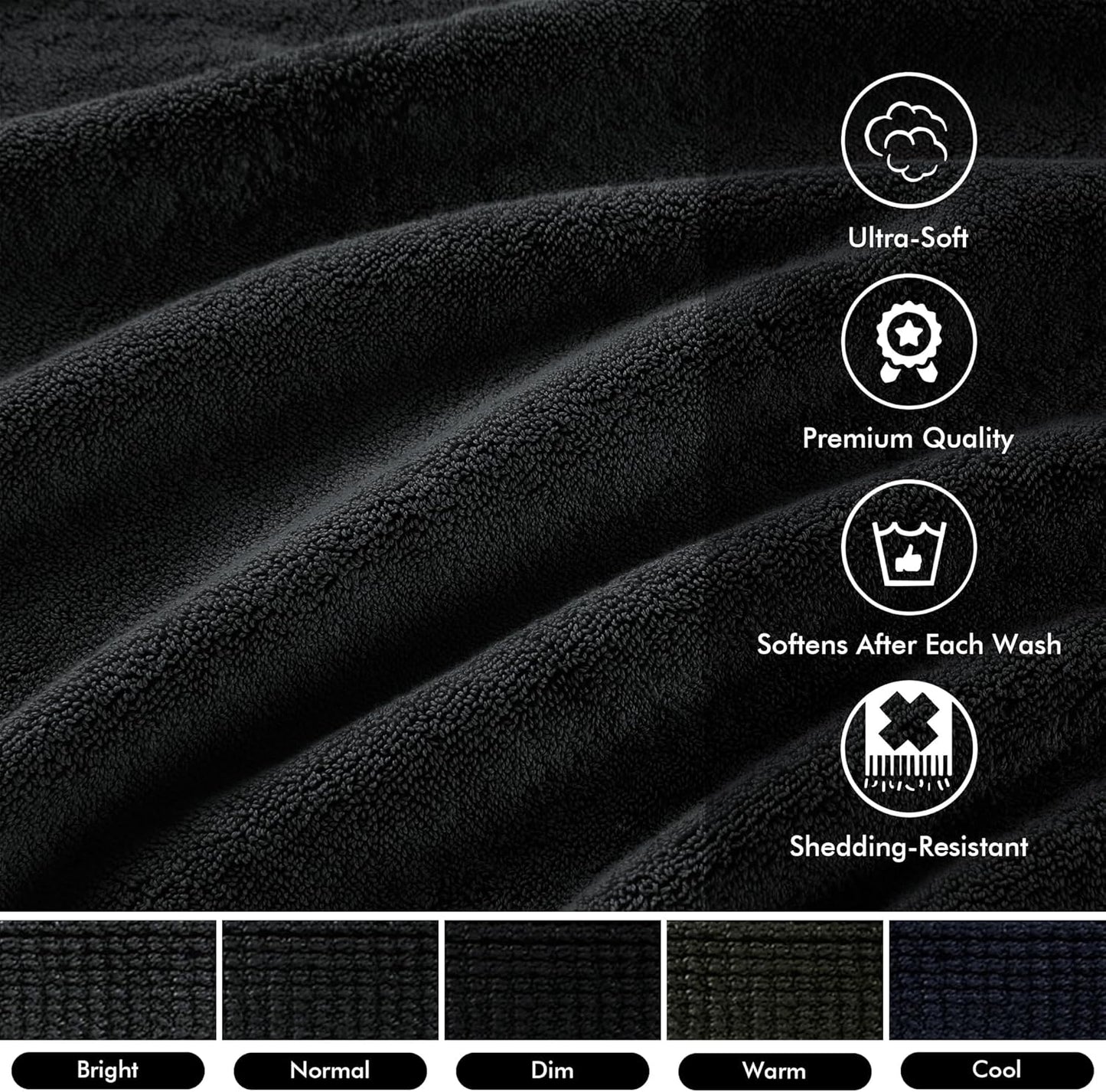 Madison Park 800GSM Bath Sheet Towel Oversized 34" x 68" 2 Pack 100% Cotton Bath Towel Set Highly Absorbent Hotel Spa Quality for Bathroom, Black