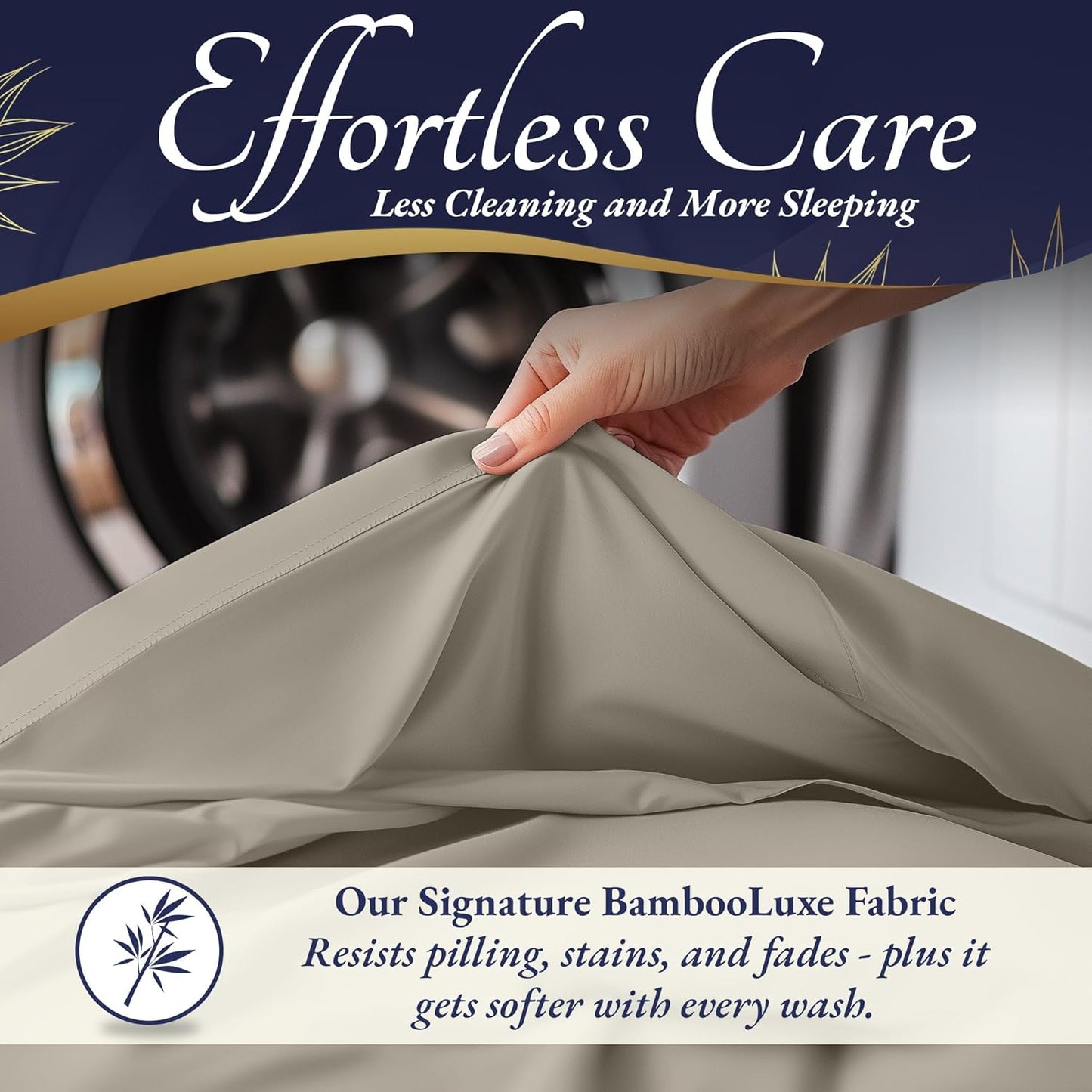 DECOLURE 100% Viscose Derived from Bamboo Sheets Cal King Size 4pcs - Ultra Soft & Luxuriously Cooling, 17" Deep Pocket, Double Stitching, Perfect for Hot Sleepers - King Bed Sheets (Taupe)