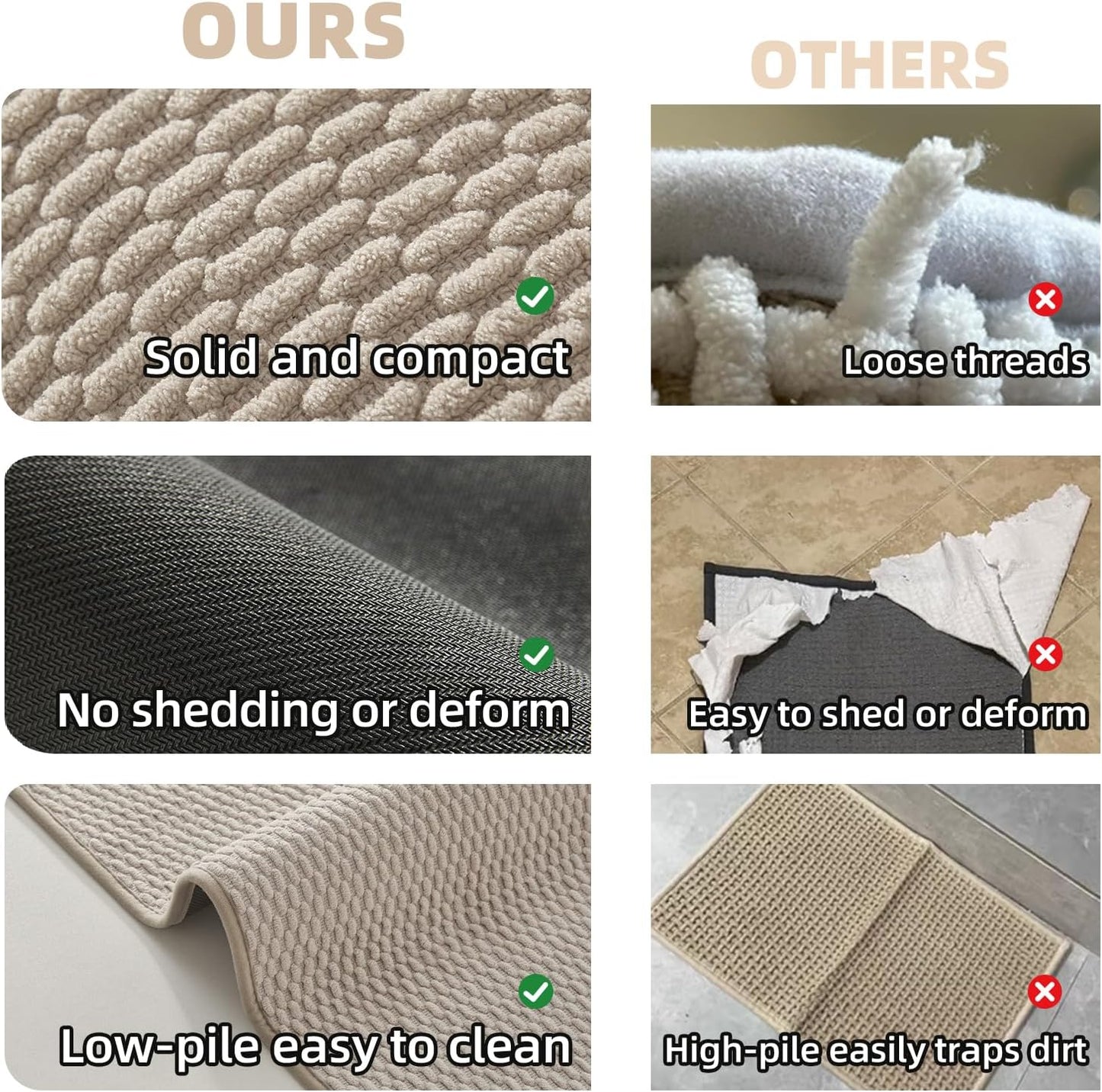 Bathroom Rugs Non Slip Washable, Super Absorbent Thin Bath Mat Quick Dry Low Pile Bathroom Rug, Beige 24"x36"