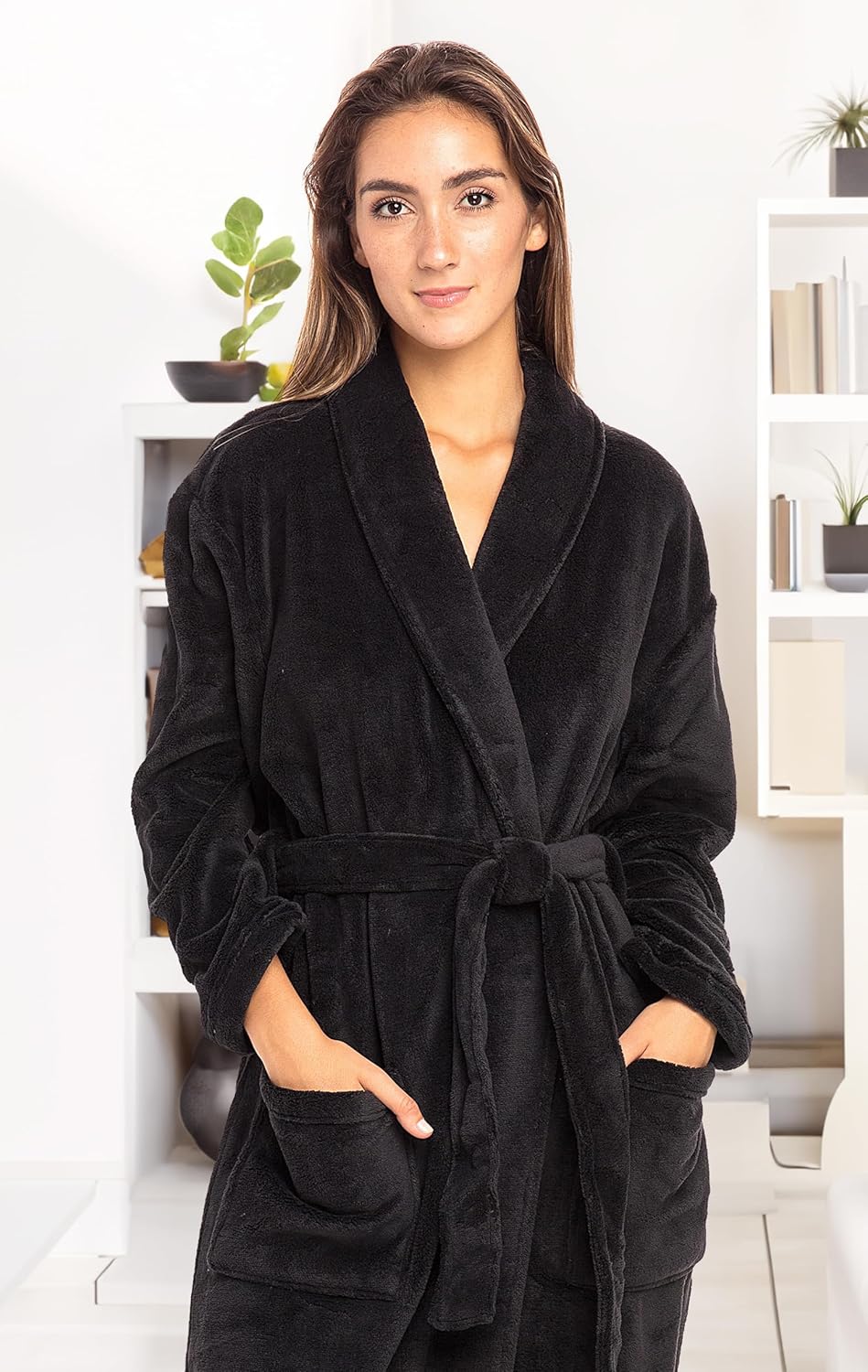 Alexander Del Rossa Plush Robe for Women, Long Fleece Winter Bath Robe, Plus Size
