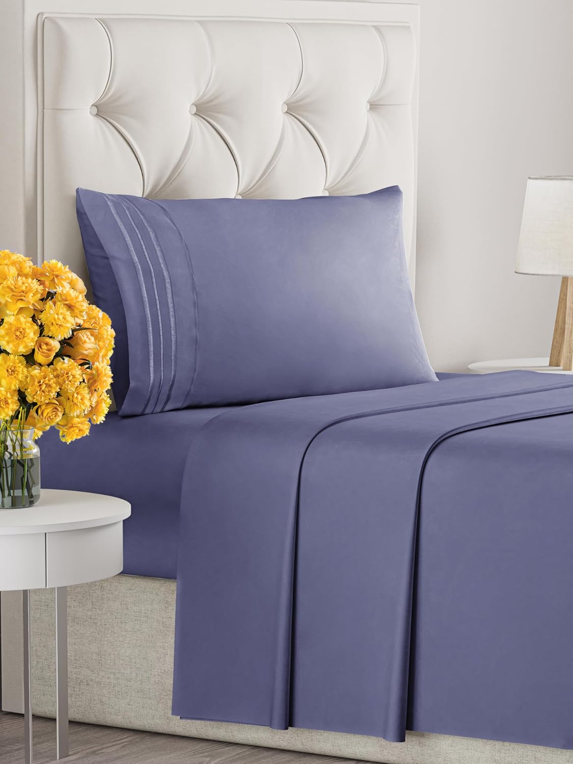 Twin XL Size 3 Piece Sheet Set - Extra Soft, Breathable & Cooling Sheets - Hotel Luxury Bed Sheets for Women & Men - Deep Pockets, Easy-Fit & Wrinkle-Free Sheets - Twilight Purple Oeko-Tex Bed Sheets