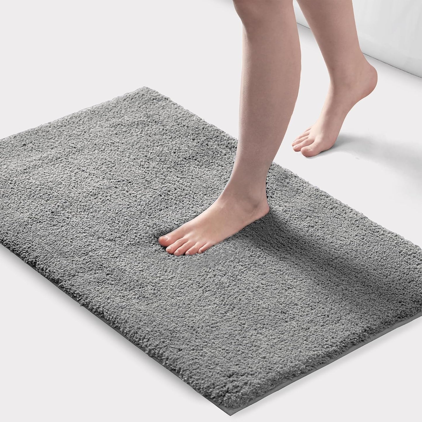 Madison Park Marshmallow Bathroom Rug Non Slip, Luxrurious Plush Bath Mat, Absorbent, Quick Dry, Spa Design Bath Room Décor, 24x40, Grey