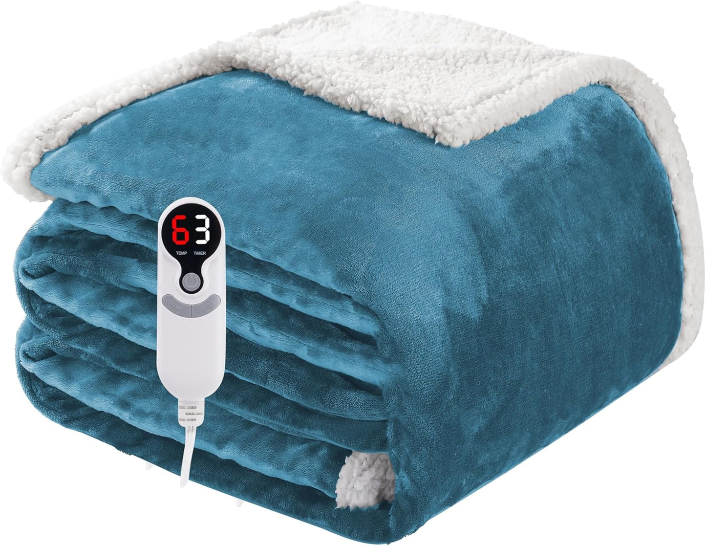 Electric Heated Blanket Full Size 72"x84", Soft Flannel with Overheat Protection, 6 Adjustable Heat Settings & 10-Hour Auto-Off Timer, Fast Heating for Winter Comfort, Blue
