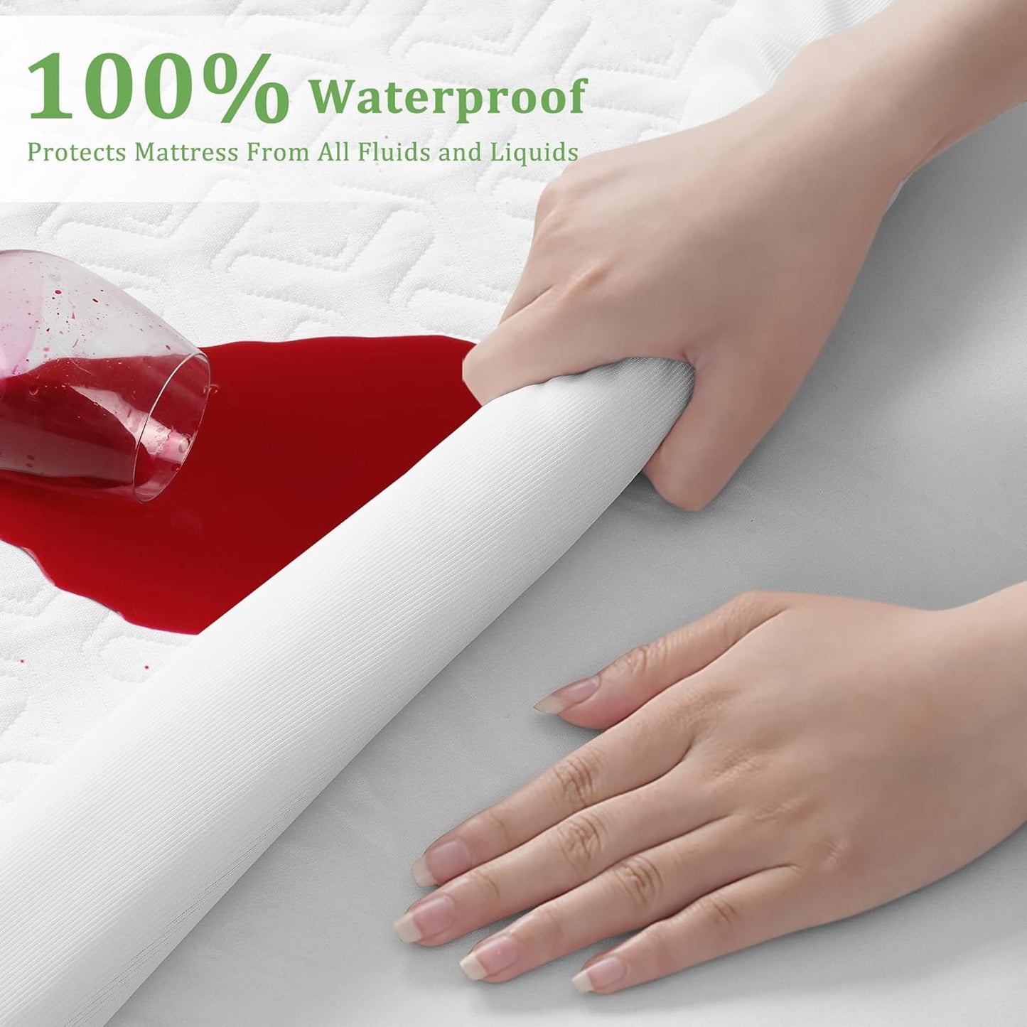 Premium 100% Waterproof California King Mattress Protector,Cooling Breathable Cal King Mattress Pad Cover 3D Air Fabric, Fits 8-21" Extra Deep Pocket Mattress Topper Noiseless (White,Cal King)