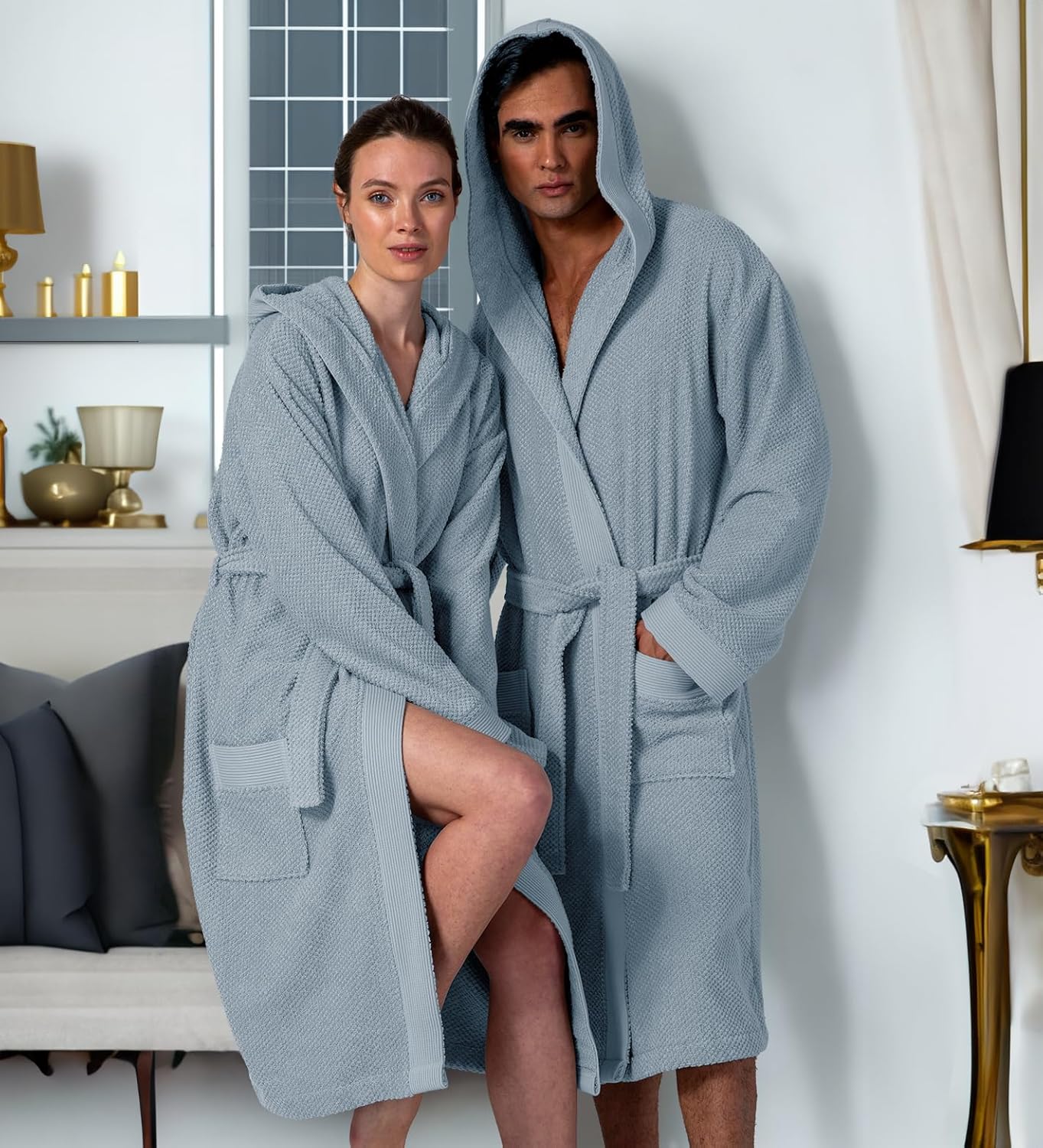 SEYANTE Organic Turkish Cotton Terry Hooded Kimono Bathrobe, Robe for Women