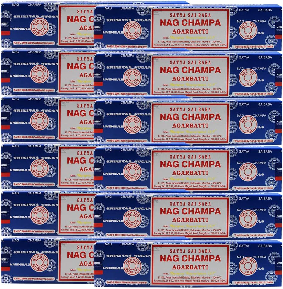 Nag Champa Incense Sticks 40g x 12 and Incense Stick Holder Bundle Insence Insense Satya Incense