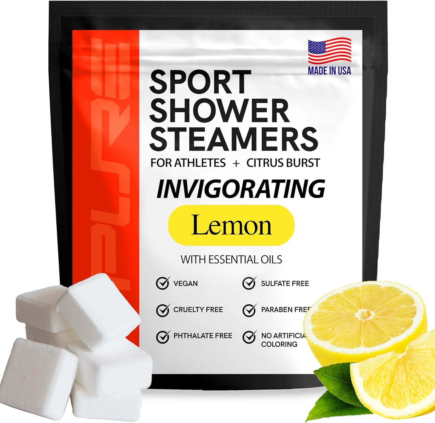 Sport Shower Steamers - Made in USA with Natural Lemon Essential Oil, Aromatherapy, Stress and Sinus Relief, Muscle Recovery for Athletes, Best Christmas Stocking Stuffers for Runners