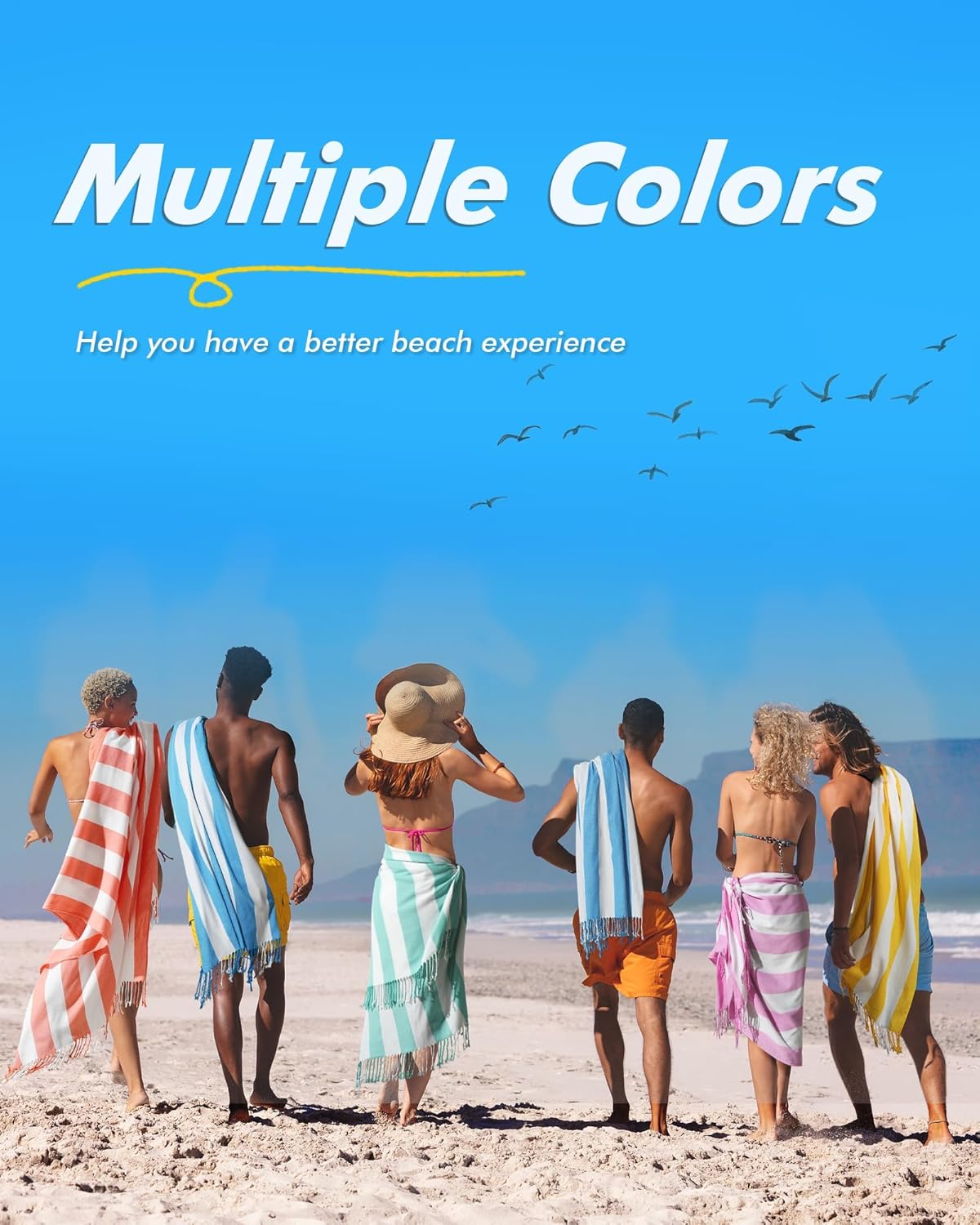 2 PacksOversized Cotton Turkish Beach Towels 74"x38" Thin Quick Dry Sand Free Pool Swim Bathing Towel Extra Large Blanket Adult Travel Essentials Accessories Summer Vacation LightGreen Purple Stripe