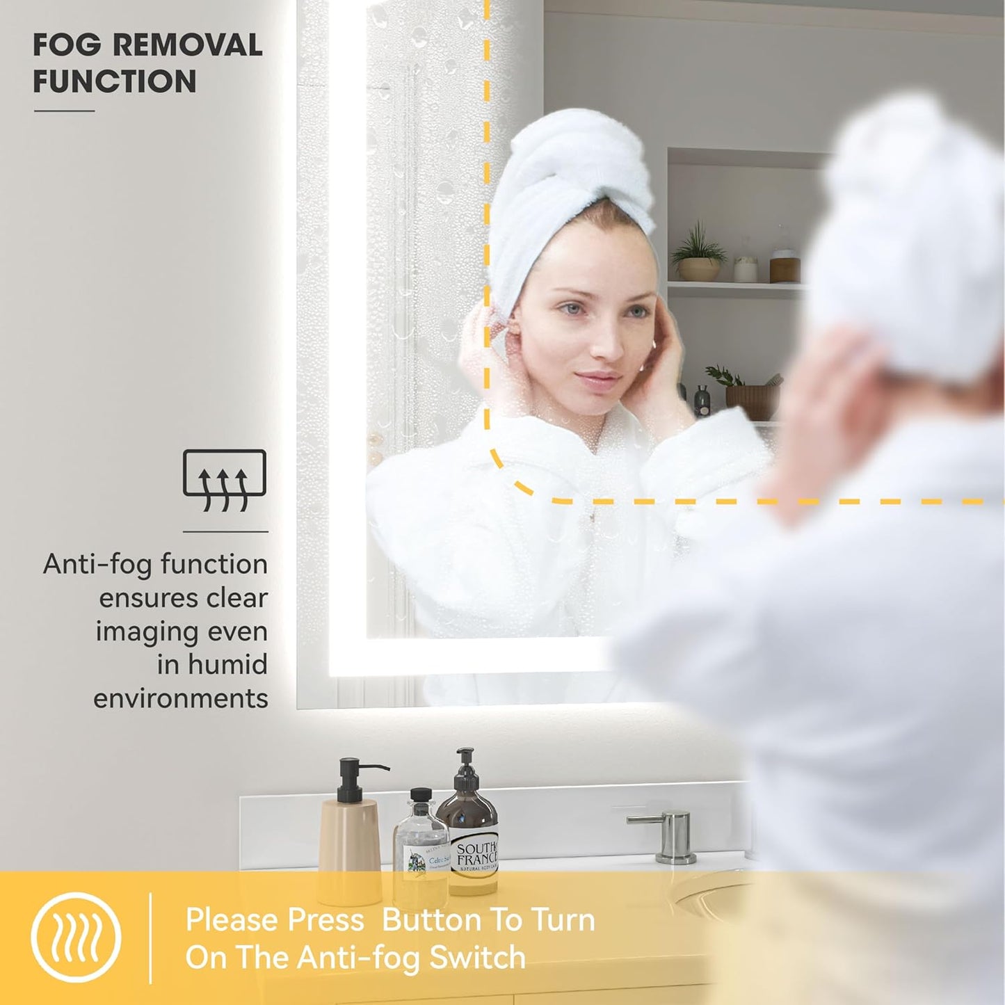 Hasipu 60x36 Inch LED Bathroom Mirror Arch Vanity Mirror with Lights Frontlit Smart Touch Sensor Dimmable 3 Colors Temperature Shatterproof Wall-Mounted Vanity Mirror Metal Frame