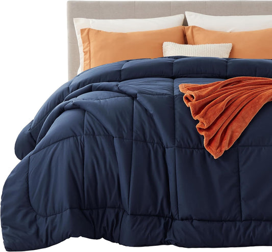 Bedsure Comforter Duvet Insert - Quilted Comforters Oversized King, All Season Duvet, GentleSoft Down Alternative Bedding, with 8 Tabs, Gifts for Women/Men, Navy Blue, Oversized King 116 x 98 Inches
