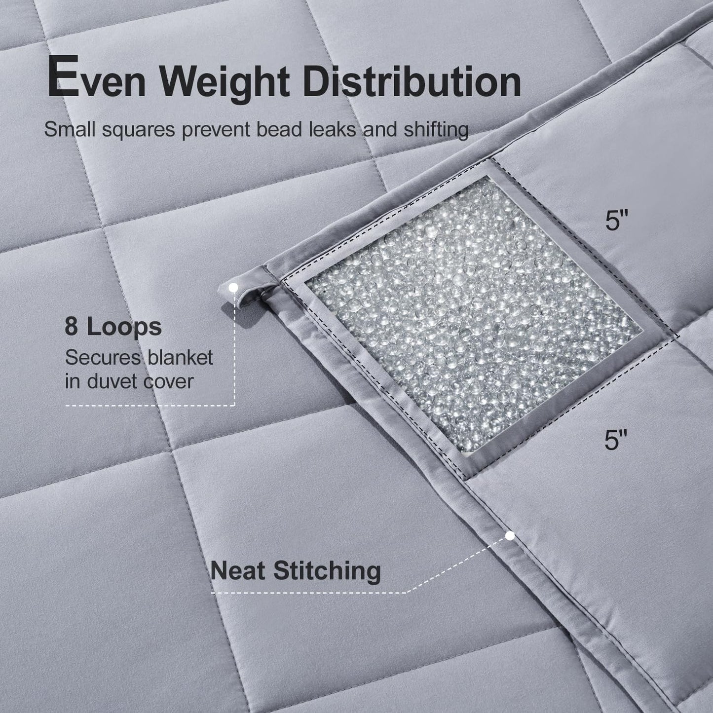 Lofus Weighted Blanket for Adults 17 lbs 60"x 80" Queen Size, Breathable All-Season Weighted Heavy Blankets, Soft Microfiber with Premium Glass Beads for Sleeping, Grey