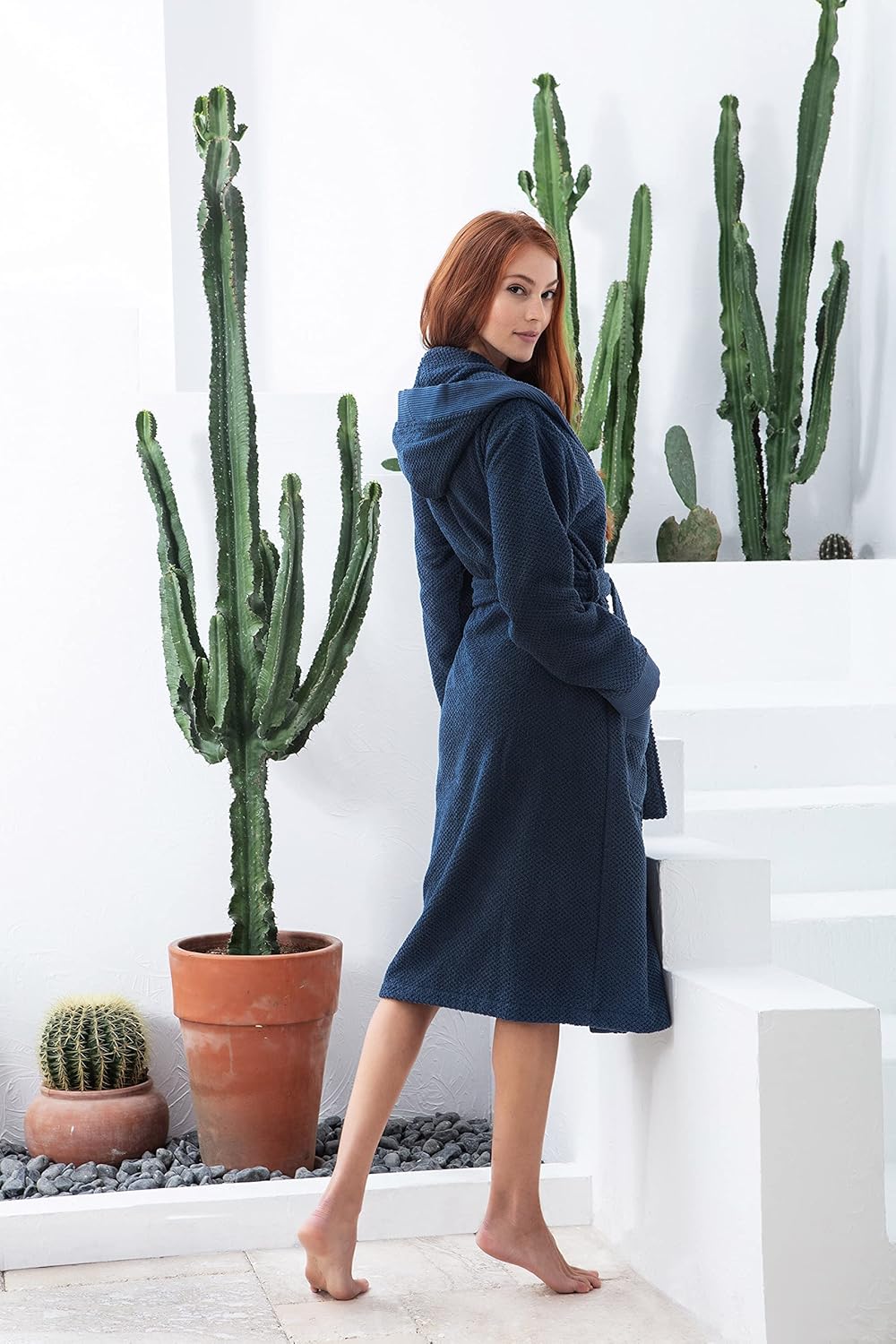 SEYANTE Organic Turkish Cotton Terry Hooded Kimono Bathrobe, Robe for Women