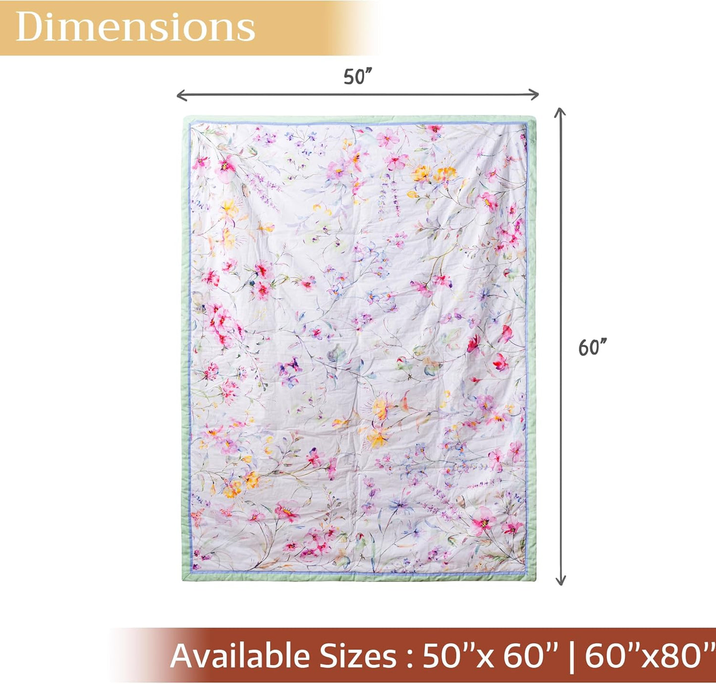 Maison d' Hermine Throw Blanket for Couch Lightweight Soft Warm Breathable Cotton Throw Blankets for Bed Girls Boys Women Men Gifts Sofa Travel Living Room Chair Bedding (50"x60", Summer Floral)