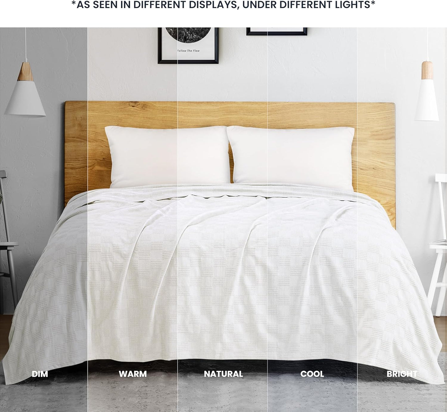 Utopia Bedding White 100% Cotton Blanket [Full Size - 90x84 Inch] 350GSM Lightweight, Soft and Breathable Thermal Blanket for All Seasons