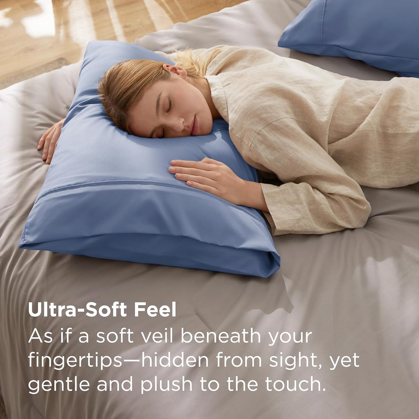 Bedsure Pillow Cases Standard Size Set of 2 - Slate Blue Brushed Microfiber Pillowcases, Super Soft and Cozy Pillow Case Covers with Envelope Closure, Wrinkle, Fade and Stain Resistant, 20x26 Inches