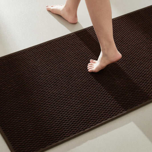 Bathroom Runner Rug, Long Bath Mat Washable Thin Quick Dry Low Pile Bathroom Runner Rugs 24 x 60 Non Slip, Brown 24"x60"