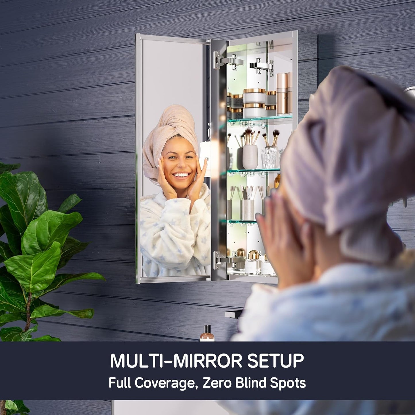 Medicine Cabinet 12" x 30", Bathroom Medicine Cabinet with Mirror, Recessed Medicine Cabinets with Adjustable Shelves, Soft-Closing Door, and Aluminum Alloy Frame - Reverse Installation, Silver
