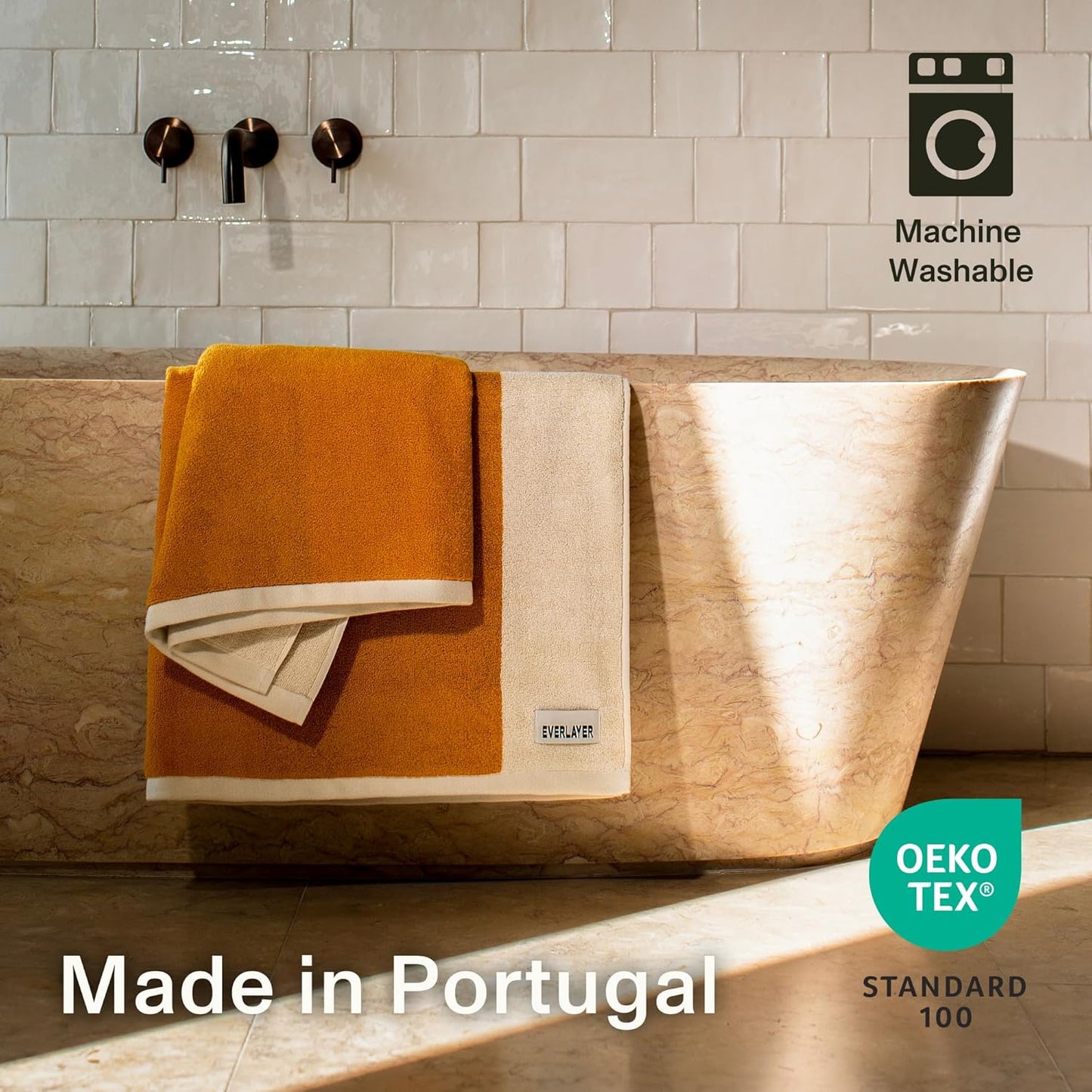 Towels - Ultra Soft, Thick and Plush, Reversible - 1 PC Luxury Bath Towels (27.5"x 54"), 550 GSM,100% Combed Cotton, Made in Portugal, Perfect for Home and Bathroom,Amber Charcoal-Janus